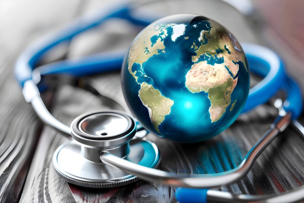 Stethoscope and globe